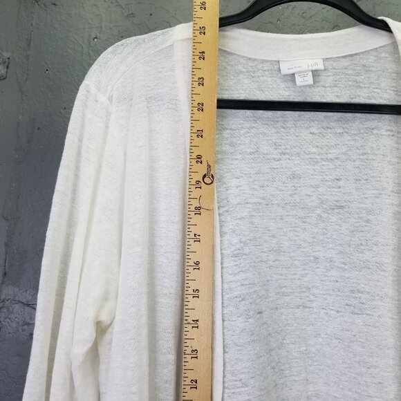 J. Jill Love Linen Cardigan Women's Petite L Sweater Open Front White Pockets - Picture 10 of 13